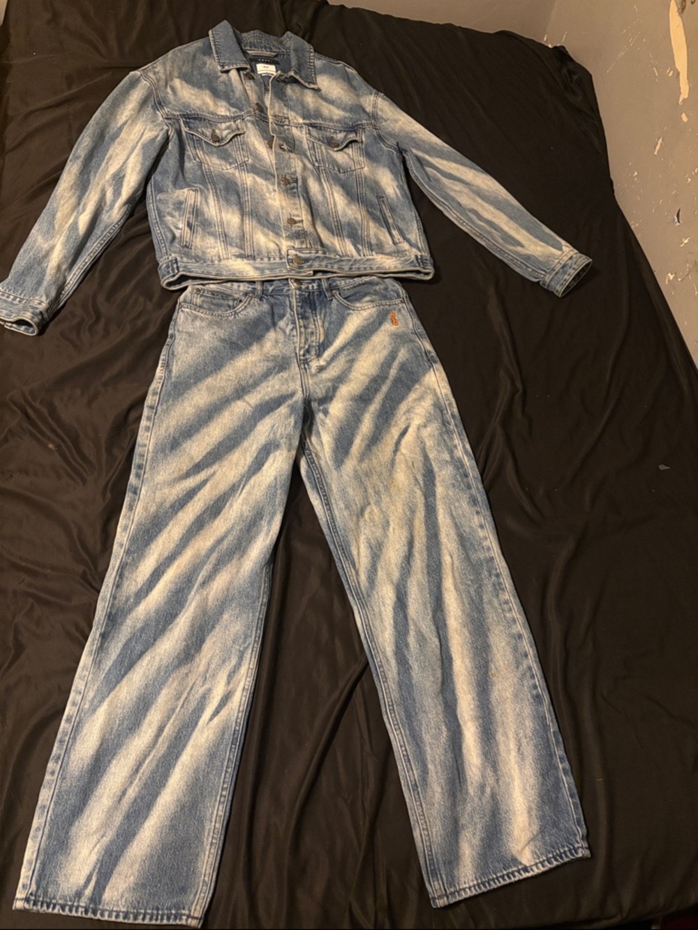 Ksubi Light Blue Washed Denim Jacket and Jeans Set